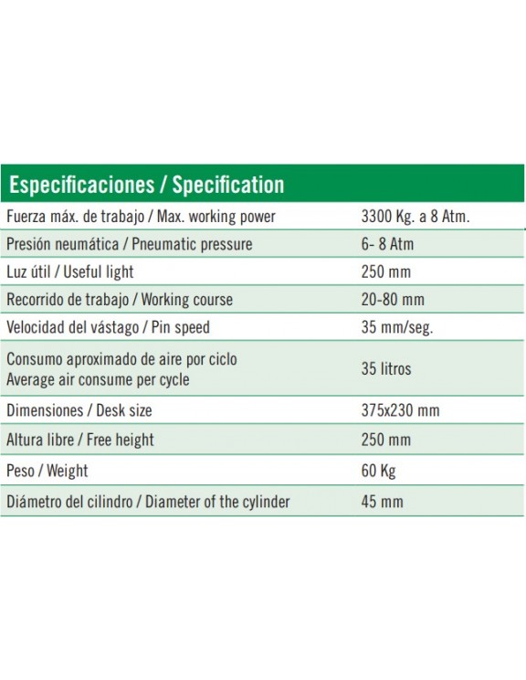 PRENSA NEUMÁTICA DE 3300KG