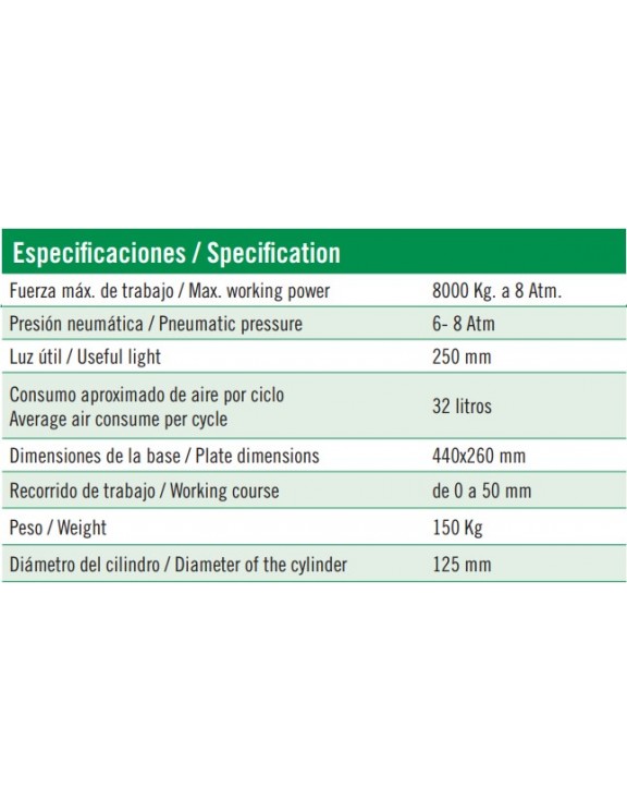 PRENSA OLEONEUMÁTICA DE 8T