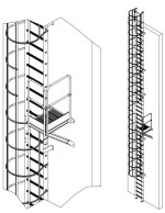 ESCALERA VERTICAL DE PARED MAS DE 10M CON PLATAFORMA DE DESCANSO