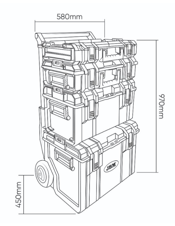 CARRO MODULAR CON 4 CAJAS APILABLES