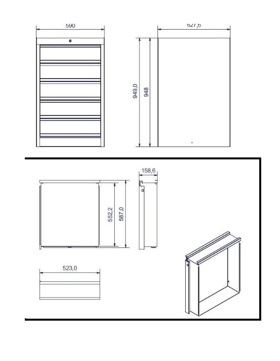 CAJONERA CON 5 CAJONES