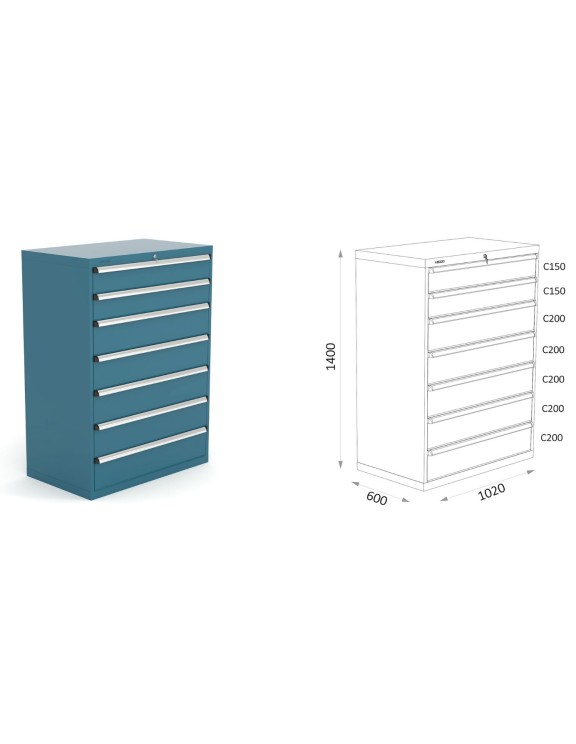 ARMARIO CON 7 CAJONES SERIE 123 4 12