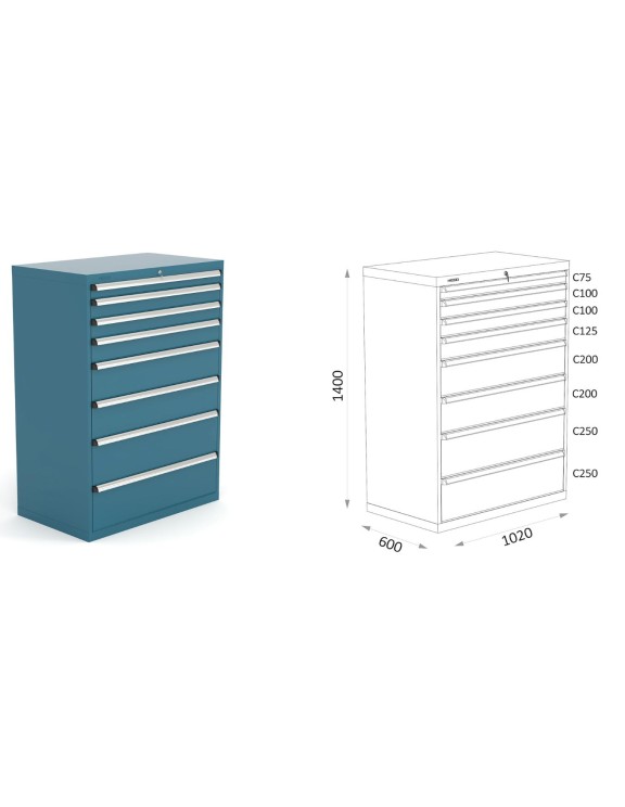 ARMARIO CON 8 CAJONES SERIE 123 4 14